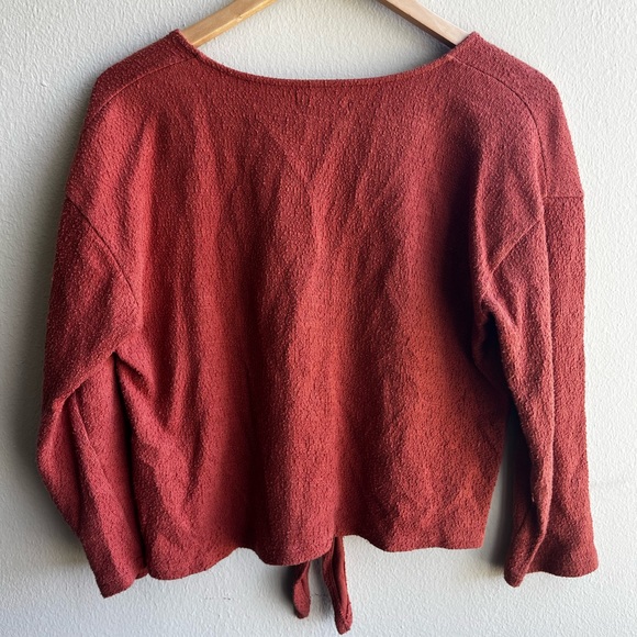 Madewell burnt orange 100% cotton textured tie front top - Picture 9 of 9